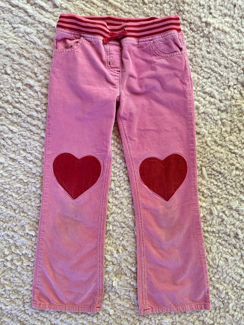 Mini Boden Pink corduroy jeans with Hearts
